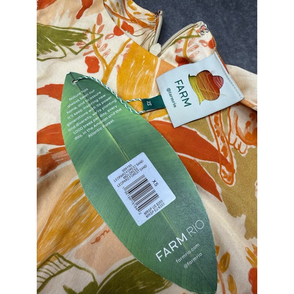 NWT Farm Rio Leopard Forest Sand Midi Dress Cutout Tropical Print XS - Picture 6 of 7